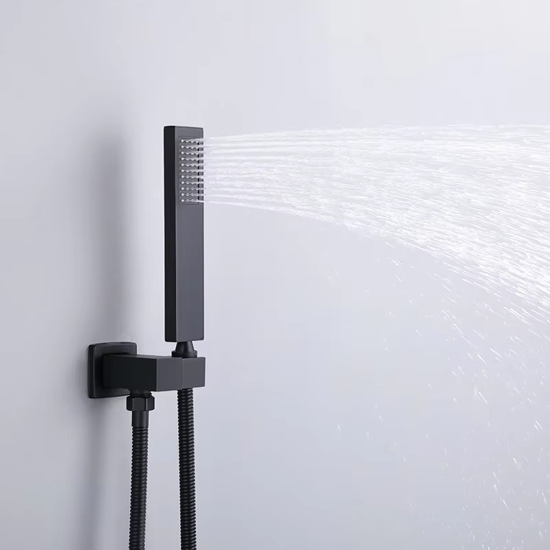 Luxury Matte Black Concealed Bathroom Shower System, Hot & Cold Mixer