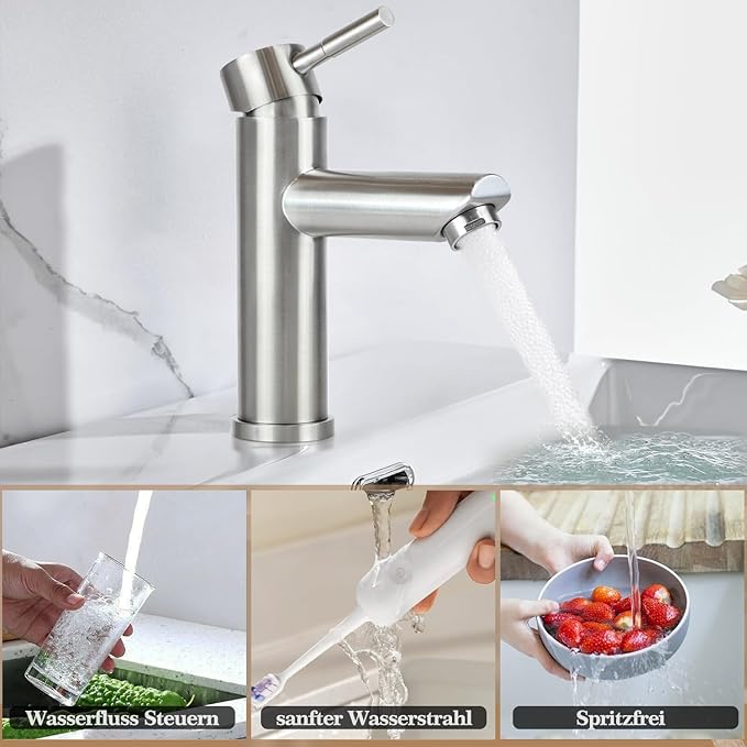 Single Handle Bathroom Basin Faucet – Hot & Cold Mixer Tap | High Pressure Stainless Steel Faucet for Sink & Kitchen