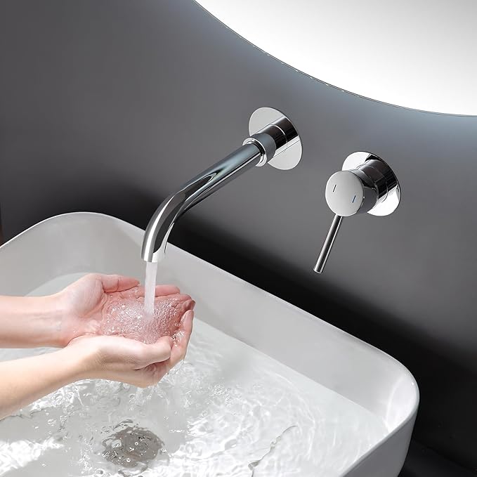 Wall-Mounted Bathtub Faucet with Concealed SUS304 Stainless Steel Body, 2-Hole Bathroom Mixer Tap
