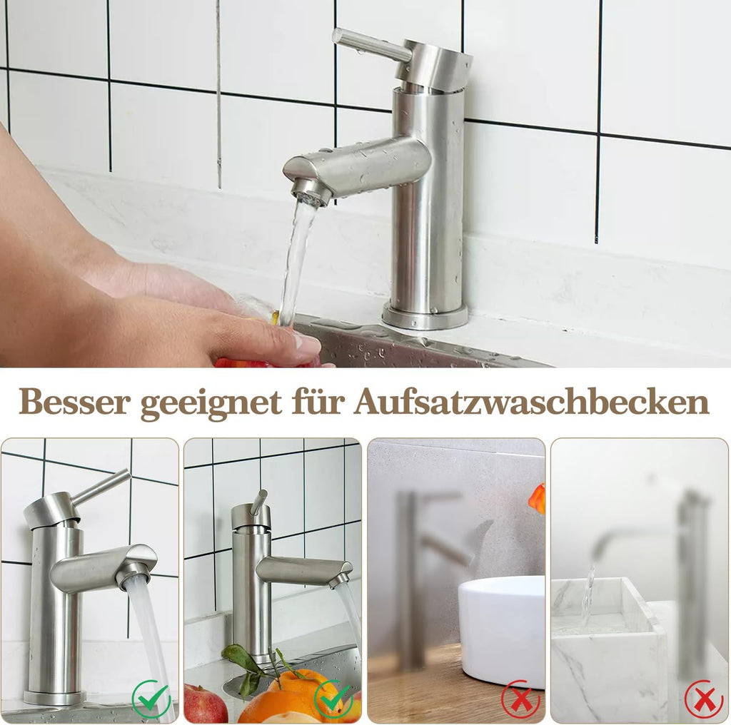 Single Handle Bathroom Basin Faucet – Hot & Cold Mixer Tap | High Pressure Stainless Steel Faucet for Sink & Kitchen