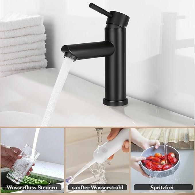Single Handle Bathroom Basin Faucet – Hot & Cold Mixer Tap | High Pressure Stainless Steel Faucet for Sink & Kitchen