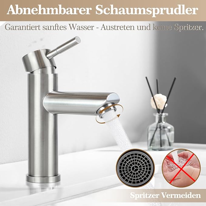 Single Handle Bathroom Basin Faucet – Hot & Cold Mixer Tap | High Pressure Stainless Steel Faucet for Sink & Kitchen