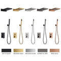 Luxury Matte Black Shower Faucet Set – Waterfall & Rainfall Mixer System | Concealed Brass Valve for Villa & Hotel Bathrooms